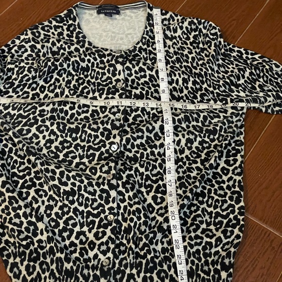 Lands End animal print black brown cardigan sweater size XL 18 supima cotton - Picture 5 of 14